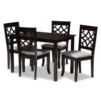 Baxton Studio RH331C-Grey/Dark Brown-5PC Dining Set Mael Modern and Contemporary Grey Fabric Upholstered Espresso Brown Finished 5-Piece Wood Dining Set